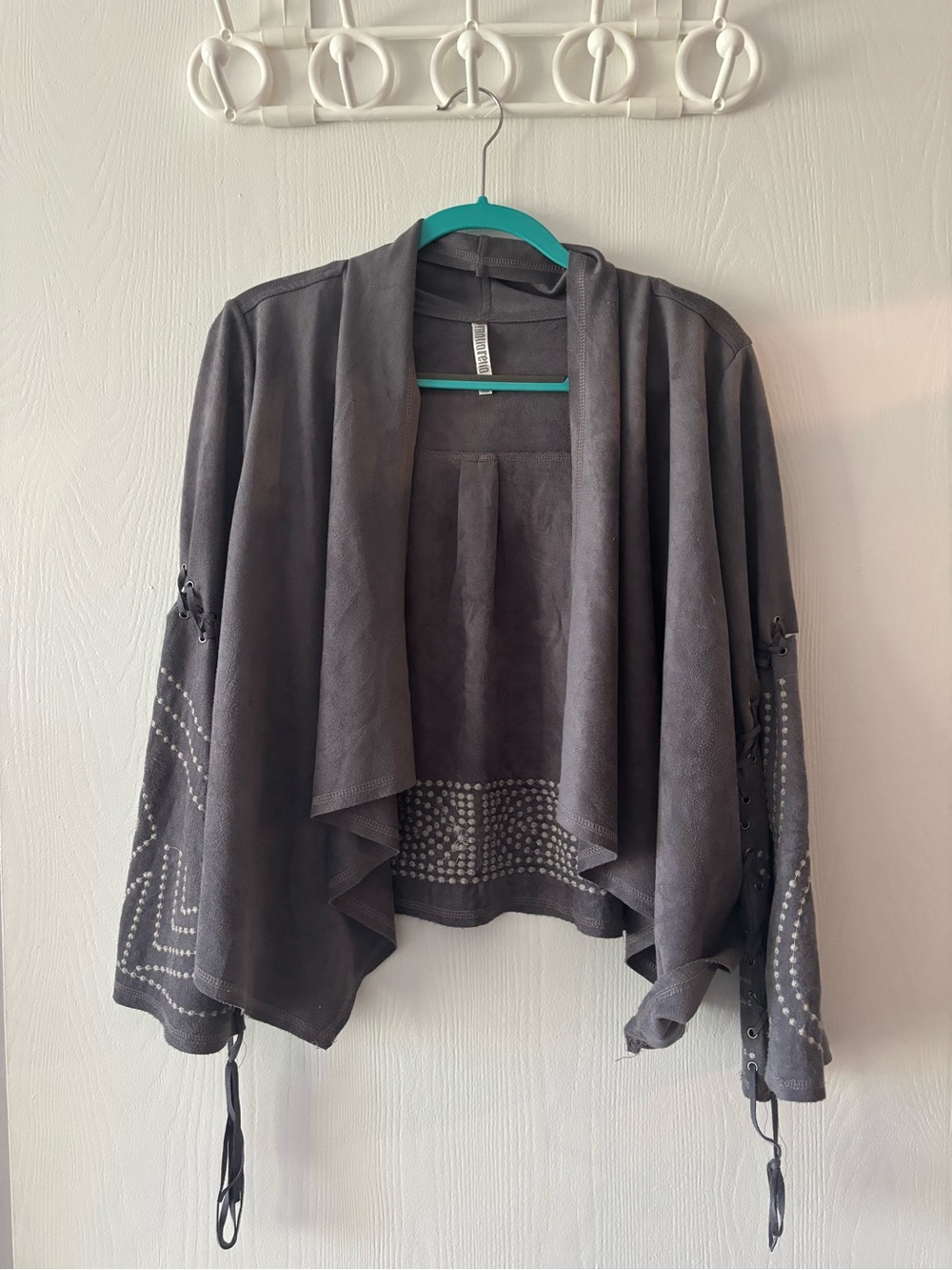 Monoreno Dark Gray Faux Suede Jacket